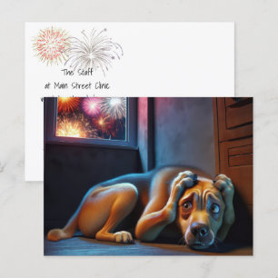 4 juli-Hund och Fireworks Vykort