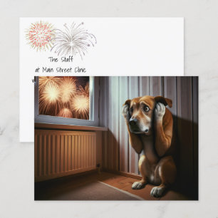 4 juli-Hund och Fireworks Vykort