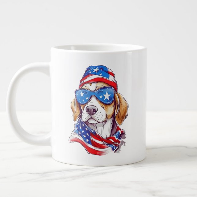 4 juli hund sublimering-66361 jumbo mugg (Vänster)