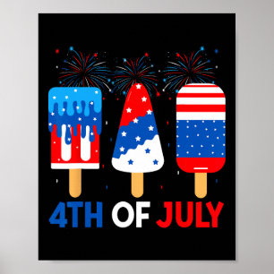 4 juli Ice Creams Funny Patriotic American Fl Poster