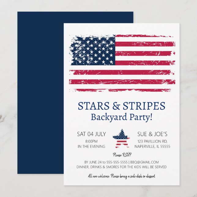 4 juli inbjudningar (Fram/baksida)