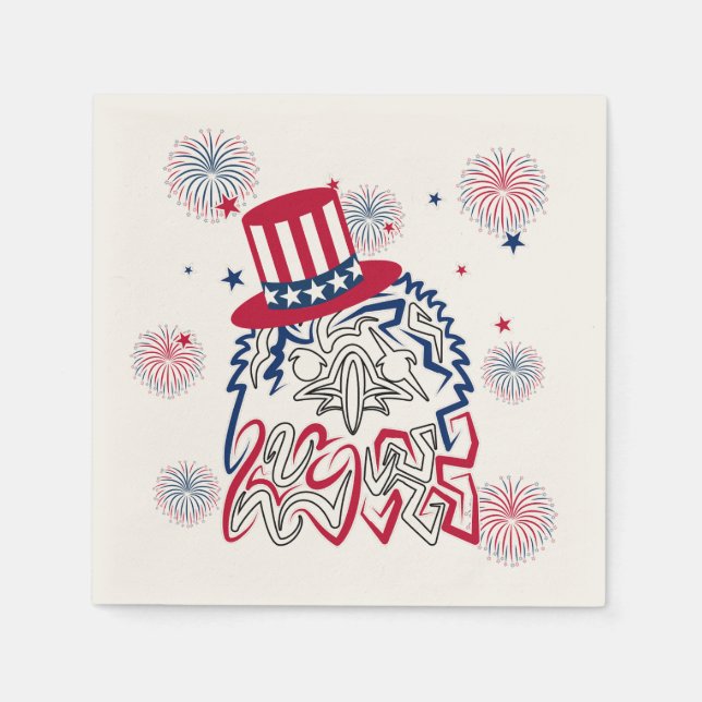 4 juli Independence day Amerikanska Eagle Pappersservett (Framsidan)
