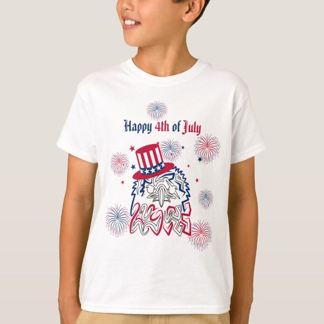 4 juli Independence day Amerikanska Eagle T Shirt (Framsida)
