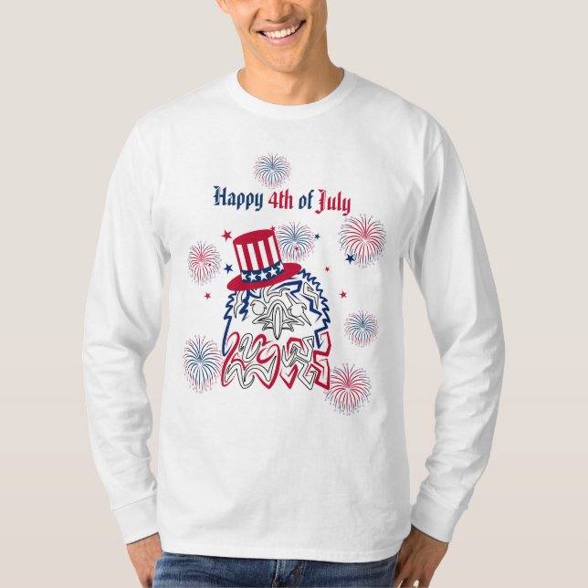 4 juli Independence day Amerikanska Eagle T Shirt (Framsida)
