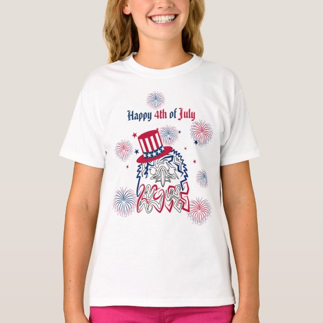 4 juli Independence day Amerikanska Eagle T Shirt (Framsida)
