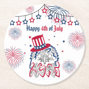 4 juli Independence day Amerikanska Eagle Underlägg Papper Rund