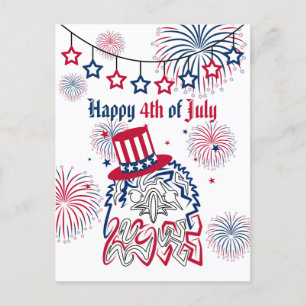 4 juli Independence day Amerikanska Eagle Vykort