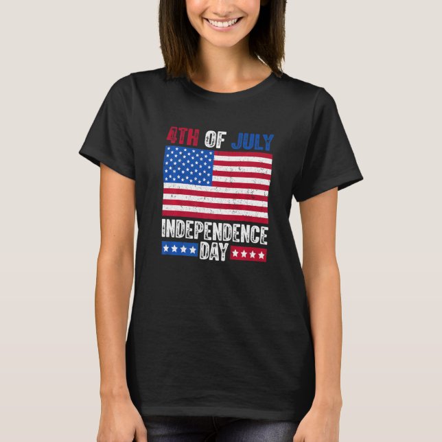 4 juli Independence day Amerikanska Flagga T Shirt (Framsida)