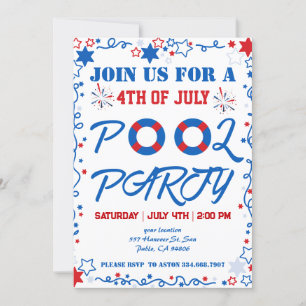 4 juli Independence day Bassäng Party Inbjudningar
