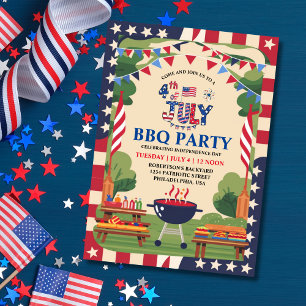 4 juli Independence day BBQ Party Inbjudningar