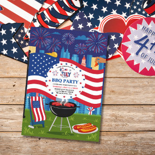 4 juli Independence day BBQ Party Inbjudningar
