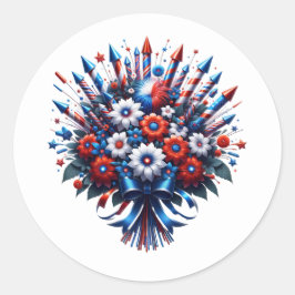 4 juli Independence day Bouquet Runt Klistermärke