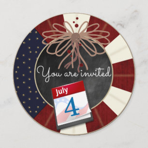 4 juli Independence day, Chalkboard Party Inbjudningar