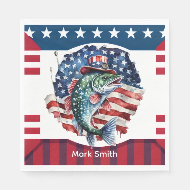 4 juli Independence day för fiske i älskare Pappersservett (Framsidan)