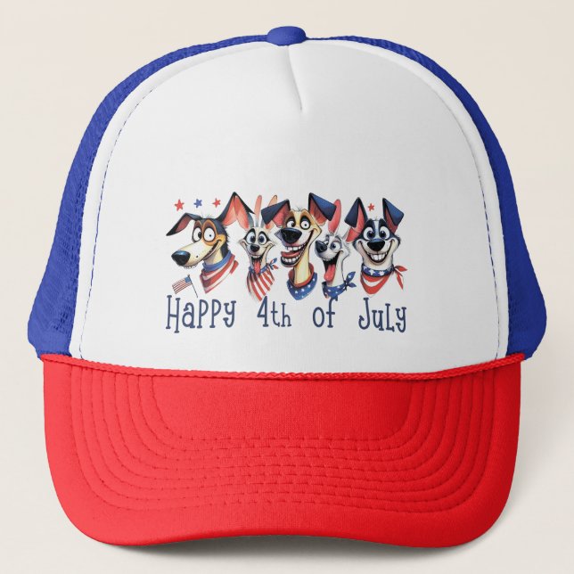 4 juli. Independence day. Funny Dogs Keps (Framsida)