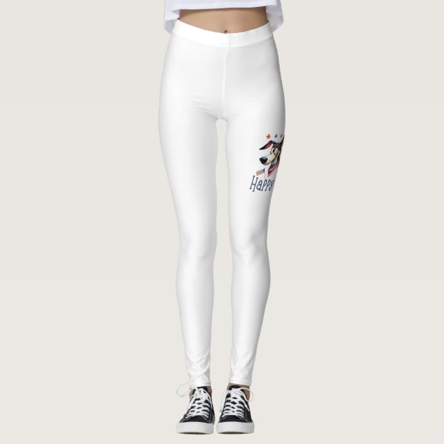 4 juli. Independence day. Funny Dogs Leggings (Framsida)