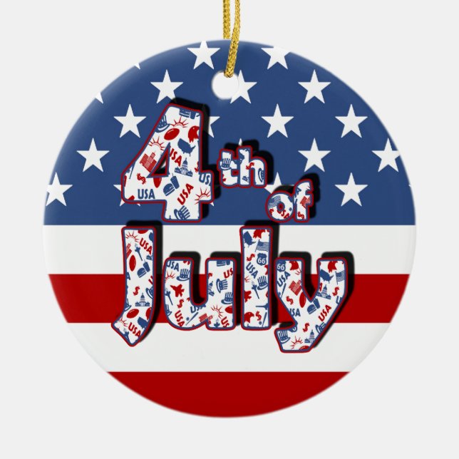 4 juli Independence day Julgransprydnad Keramik (Framsidan)