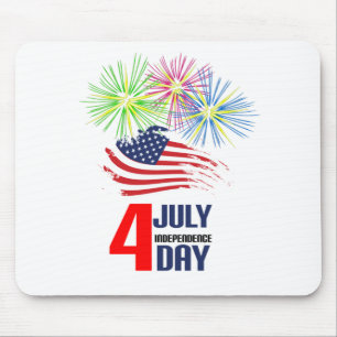 4 juli - Independence day med Flagga och Fireworks Musmatta