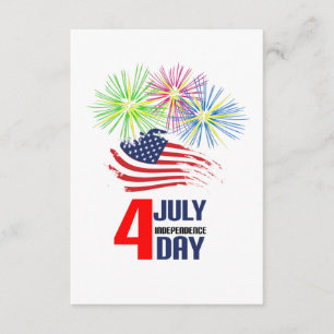 4 juli - Independence day med Flagga och Fireworks Tilläggskort
