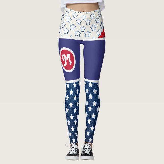 4 juli Independence day monogram Leggings (Framsida)