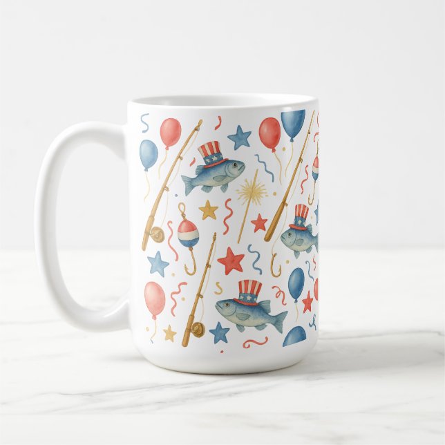 4 juli Independence day party för fiske i älskare Kaffemugg (Vänster)