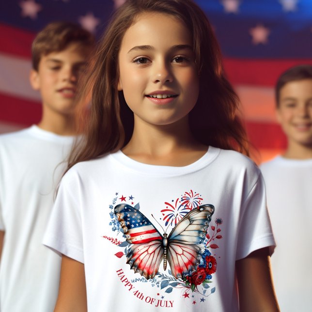 4 juli Independence day Patriotic Butterfly T Shirt (4th of July Independence day Patriotic Butterfly T-Shirt)