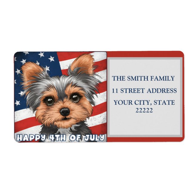 4 juli Independence day Patriotic Yorkie Fraktsedel (Framsidan)