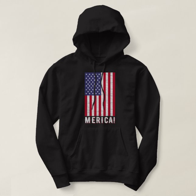 4 juli Independence day USA Amerikanska Flagga Pat Hoodie (Design framsida)