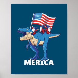 4 juli Independence day USA Dinosaur T Rex Poster