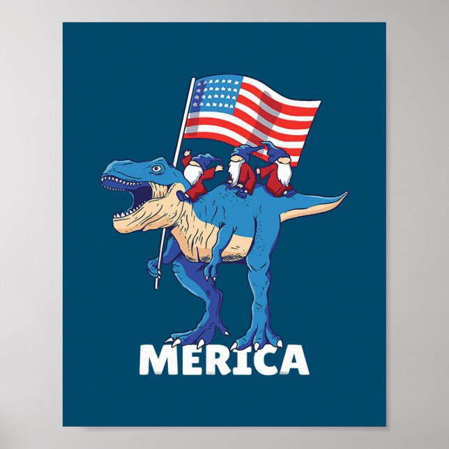 4 juli Independence day USA Dinosaur T Rex Poster (Framsidan)