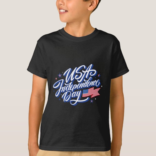 4 juli Independence day USA flagga Patriotic Ameri T Shirt (Framsida)