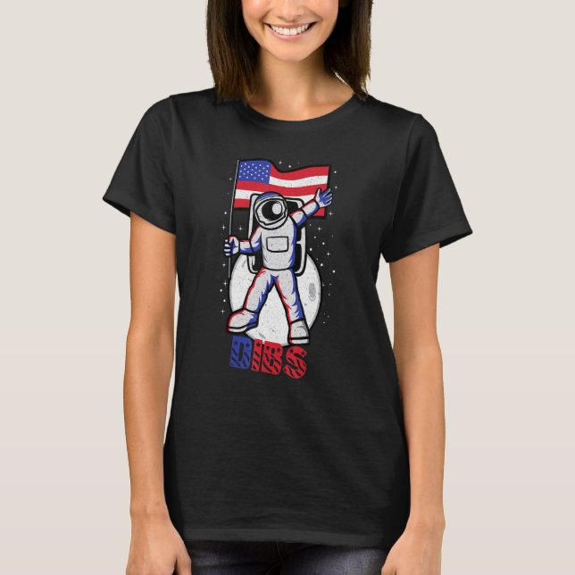 4 juli Independence day USA:s Flagga Astronaut Dib T Shirt (Framsida)