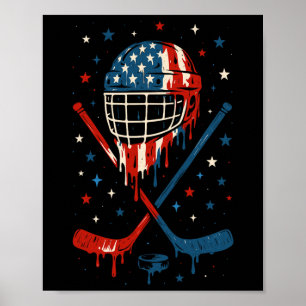4 juli-ishockey Glassigt Droppande Hjälm Klistrar Poster