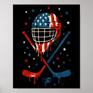 4 juli-ishockey Glasskula Droppande Hjälm Klistrar Poster
