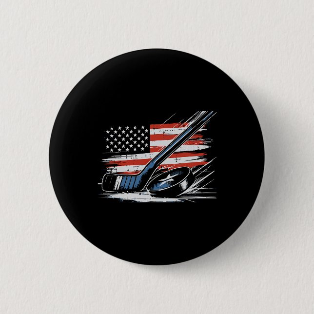 4 juli ishockeyklubba puck US Flagga män pojkar Knapp (Framsida)