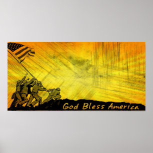 4 juli Iwo Jima Välsigna dig America Poster