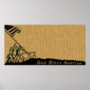 4 juli Iwo Jima Välsigna dig America Poster