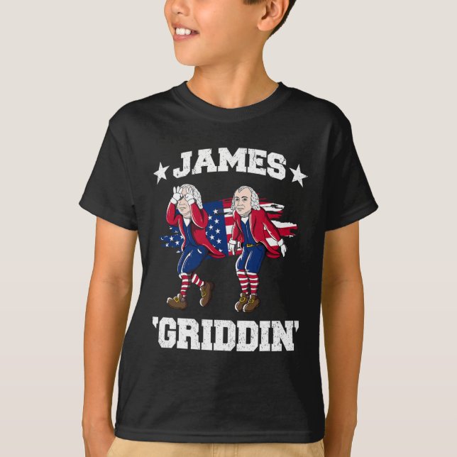 4 juli James Madison Griddy James Griddin T Shirt (Framsida)