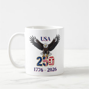 4 juli-jubileum 250 år USA Vit örn Kaffemugg