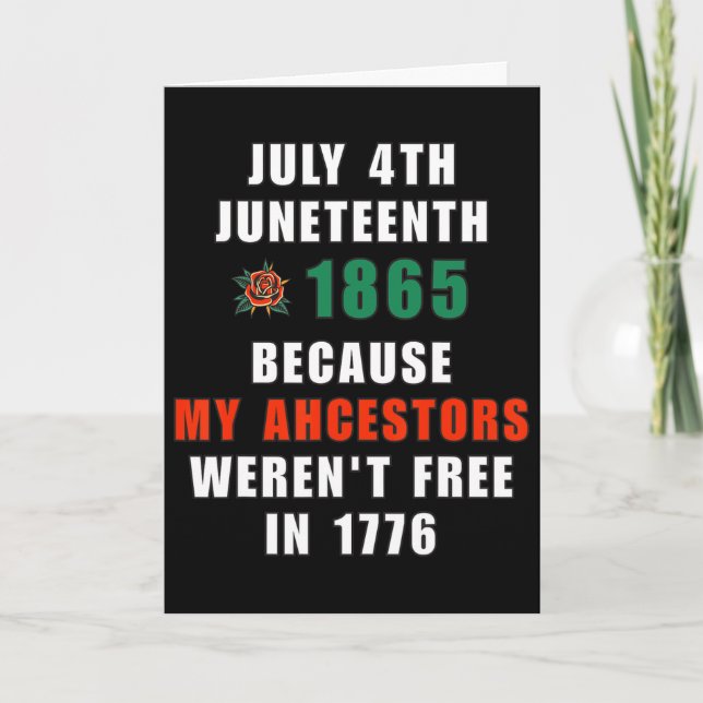 4 juli Juneteenth Förfäders Frihet  Kort (Framsida)