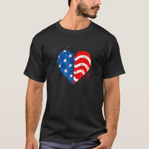 4 juli Kärlek Heart American Freedom USA flagga P T Shirt