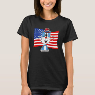 4 juli katt amerikansk flagga, självständighetsdag t shirt