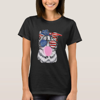 4 juli katt bubbelgummi solglasögon amerikanska US T Shirt