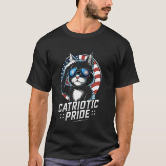 4 juli Katt CaTriotisk Stolthet Amerikansk USA Fla T Shirt