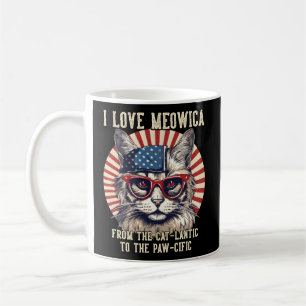 4 juli Katt I Kärlek Meowica Patriotic Cat Kaffemugg