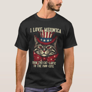 4 juli Katt Lover I Kärlek Meowica Funny Patriotic T Shirt