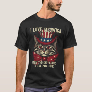 4 juli Katt Lover I Kärlek Meowica Funny Patriotic T Shirt