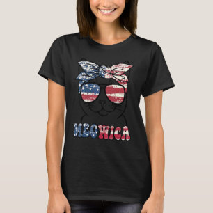 4 juli katt Meowica Merica Kitty amerikansk flagga T Shirt