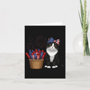4 juli katt- och fyrverksdesign för män och kvinno kort