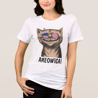 4 juli Katt T-shirts, AMEOWICA! T Shirt